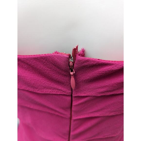 Tadashi Shoji Dress Size 2 Silk Barbiecore Knee Length Party Wedding Guest - Picture 11 of 16